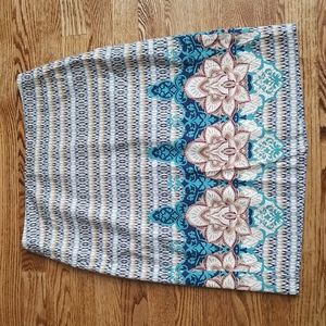 (6) Ann Taylor Colorful Lined Printed Skirt Business Casual Office Cute